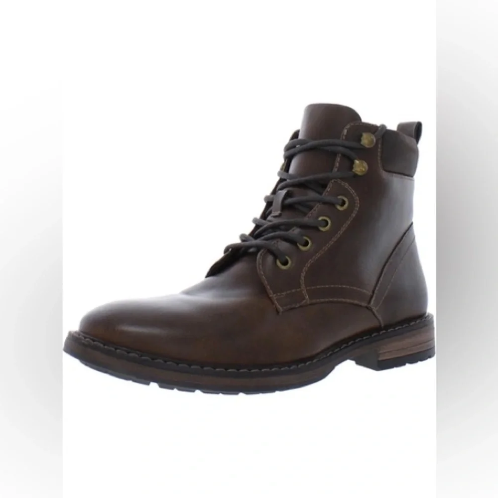 Club Room Westin Brown Faux Leather Lace Up Boots Sz 11 BNWOB